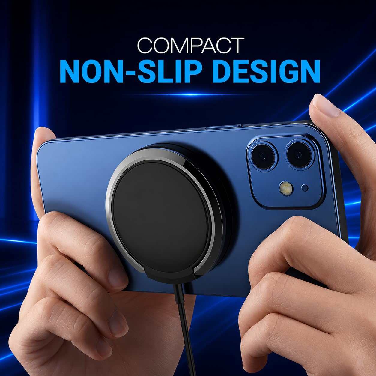 Cargador inalámbrico para iPhone, AirPods, tarjeta de seguimiento de 15 W, entrada plana de carga rápida tipo C, protección de seguridad inteligente (1, negro)