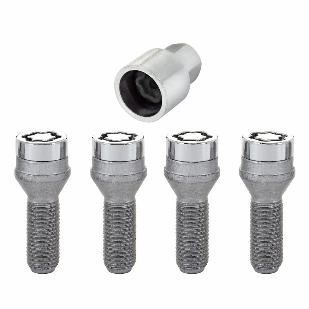McGard Wheel Lock Bolt Set | Cone Seat | M12 x 1.25 | 19mm Hex | 29.1mm Shank Length | 4-Pack | Chrome