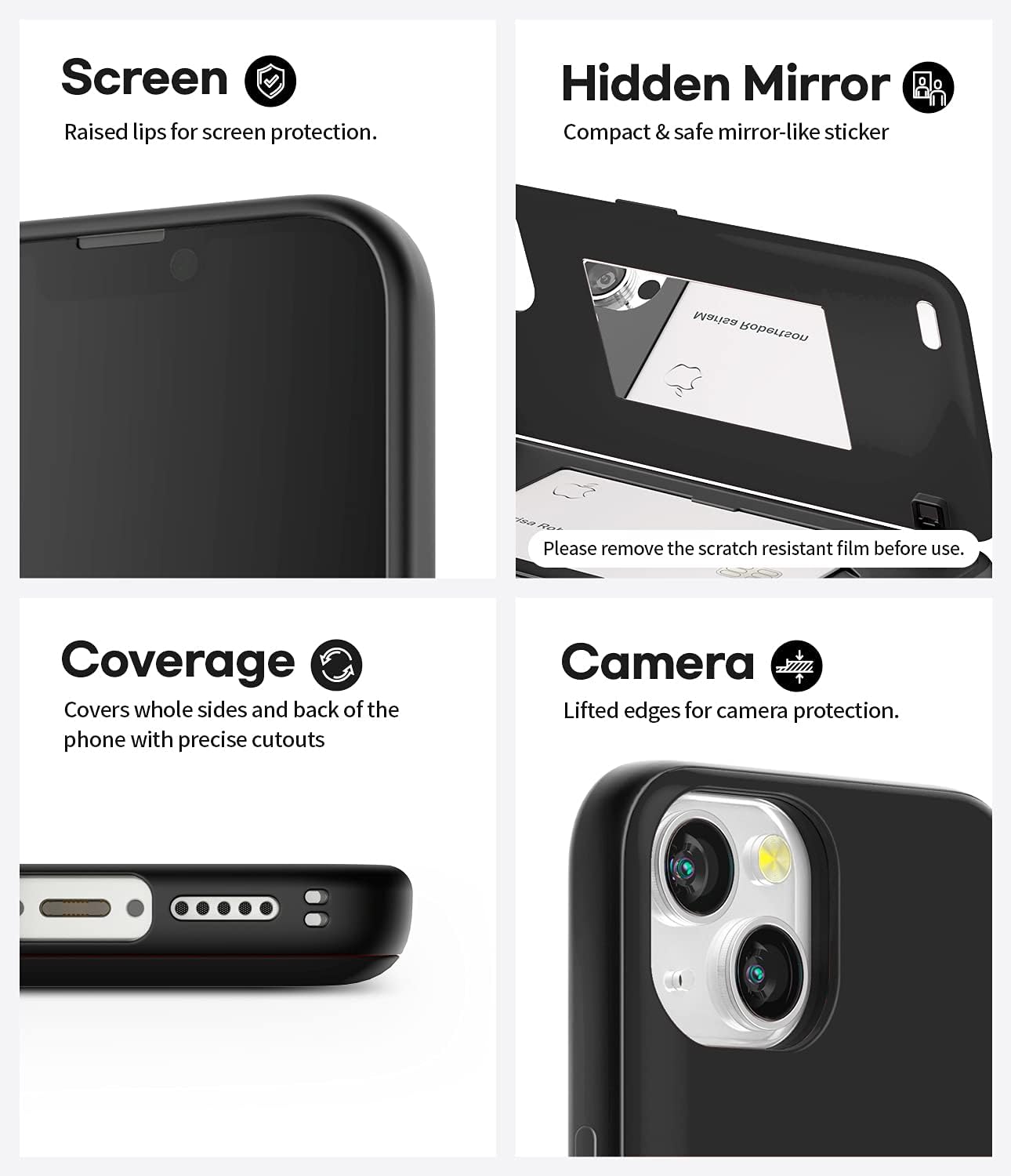 GOOSPERY Magnetic Door Bumper Compatible with iPhone 13 Case, Card Holder Wallet Easy Magnet Auto Closing Protective Dual Layer Sturdy Phone Back Cover - Black