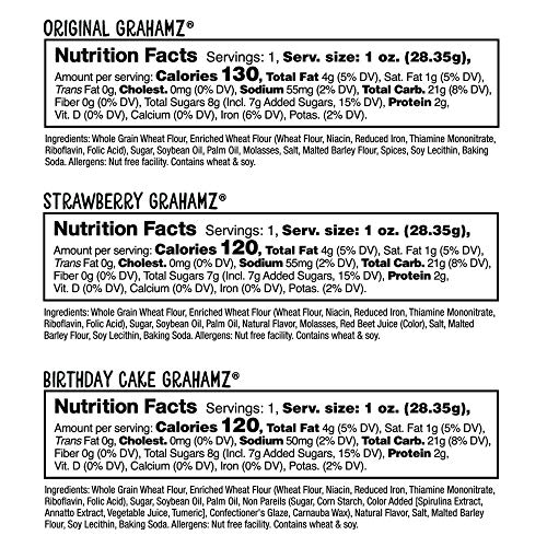 Zee Zees Variety Pack Grahamz, Birthday Cake, Strawberry, Original, 1 Oz, 24 Pack, Nut Free, Whole Grain, Vegan, School Safe, On-The-Go #TOP6