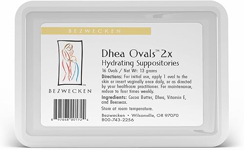 Bezwecken Óvalos DHEA 16 supositorios ovalados Libre de estrógeno y progesterona La misma fórmula de confianza, nueva forma mejorada Formulado