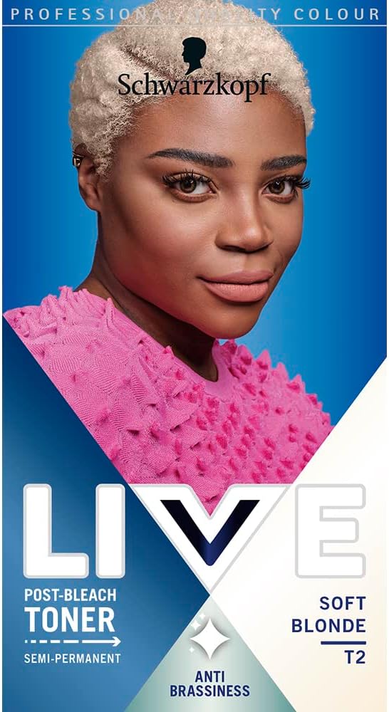 Live Schwarzkopf Post Bleach Toner Soft Blonde Hair Toner, Lasts Up To 16 Washes, Semi-Permanent Blonde Hair Dye, For Brassy Yellow Tones, T2