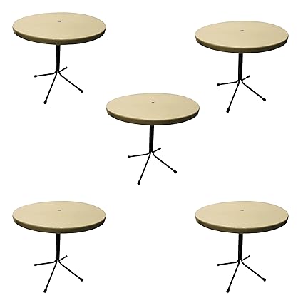 SALON CHAIR Restaurant Table Bar Dining Table Easily Foldable and Light Weight Table for Sitting Lunch Dinner Cream (Pack of 5pc)