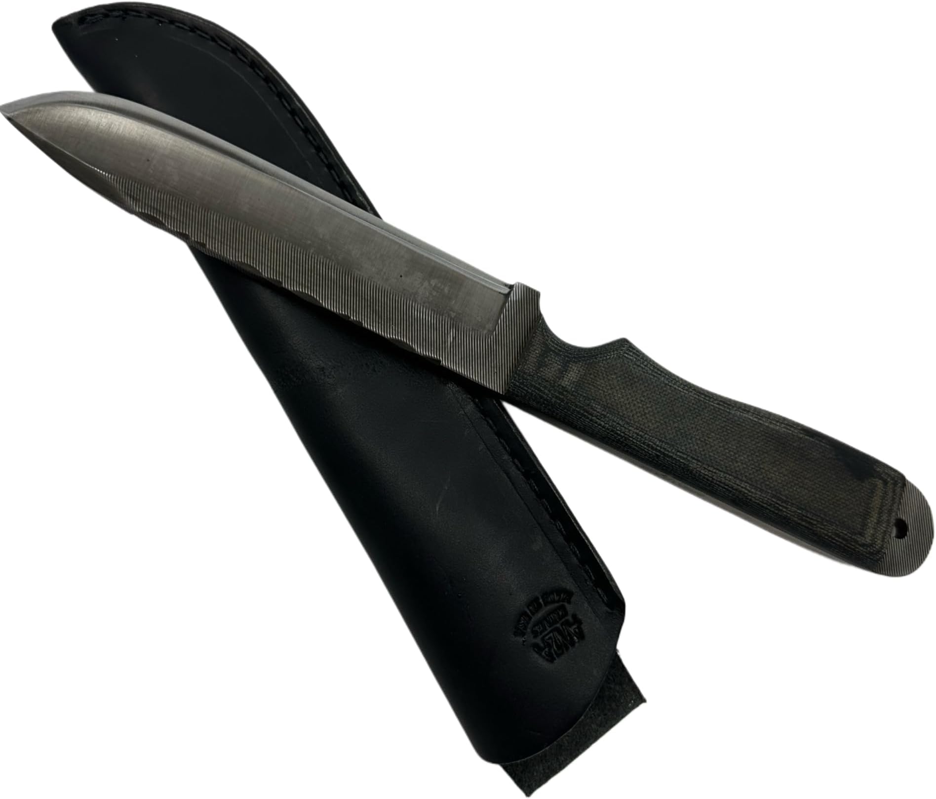 Anza Knives R Ranger Fixed Blade Knife with Black Micarta Handles