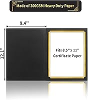 Vista 3 de GNL Paquete de 50 soportes negros para certificados – Soporte para diploma, cubiertas de certificado con borde de lámina dorada, para papel