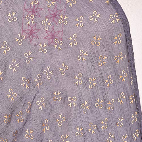 Image of YOUTHQUAKE Soft Chiffon Dupatta with Golden Foil Print & Tassels for Women & Girls