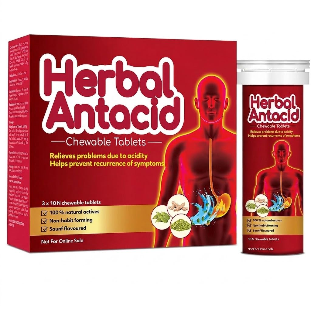 Herbal Antacid Chewable Tablets | Acidity & Indigestion Relief | Relieef From Heartburn, Gas & Bloating, Saunf Flavoured | Acid Reflux Support | 30 Tablets-picture-11