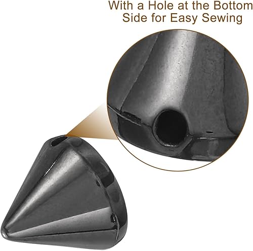 Miniatura 3 de uxcell 200 tachuelas acrílicas con forma de cono de espiga, 0.316 x 0.315 pulgadas, parte trasera plana, pegamento para coser en cuentas punk, para