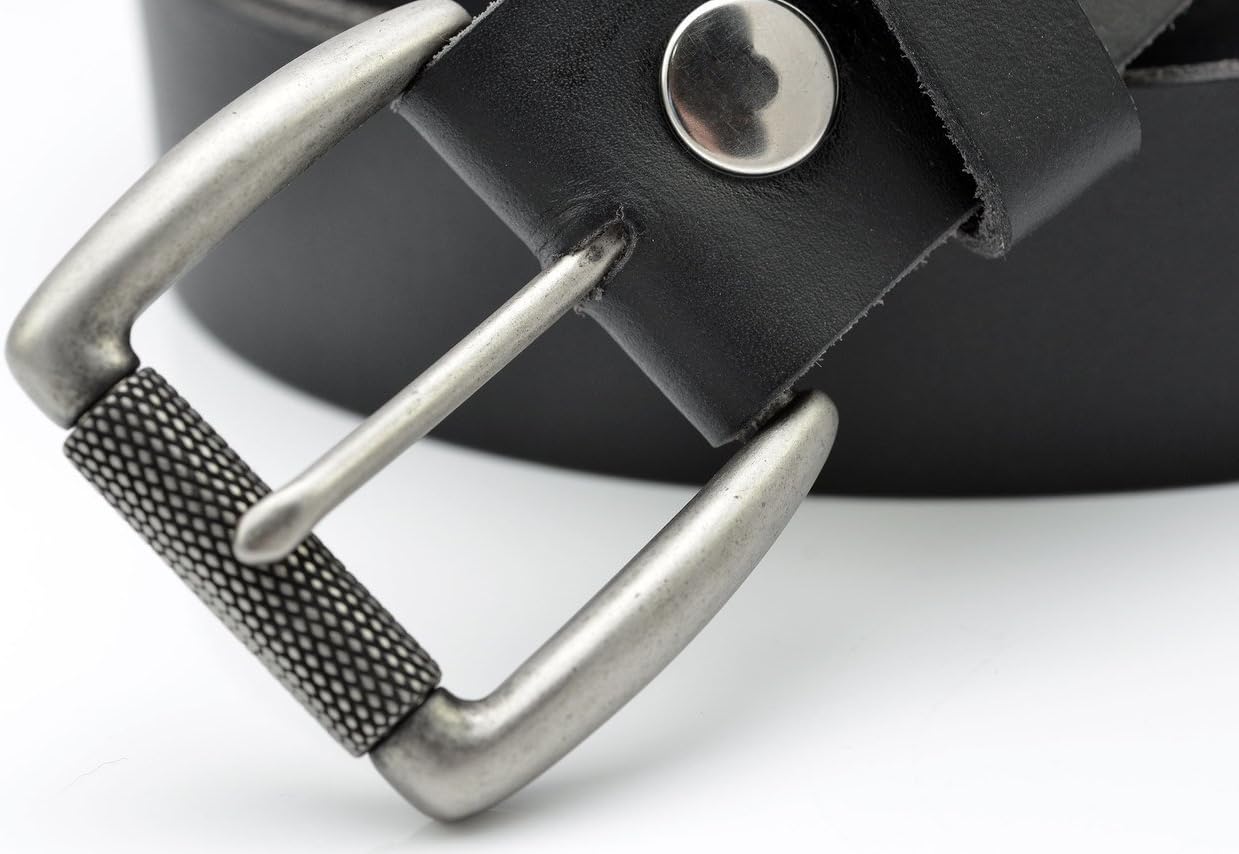 Full Grain Buffalo Solid Leather Belt - Black - TBS3201-001