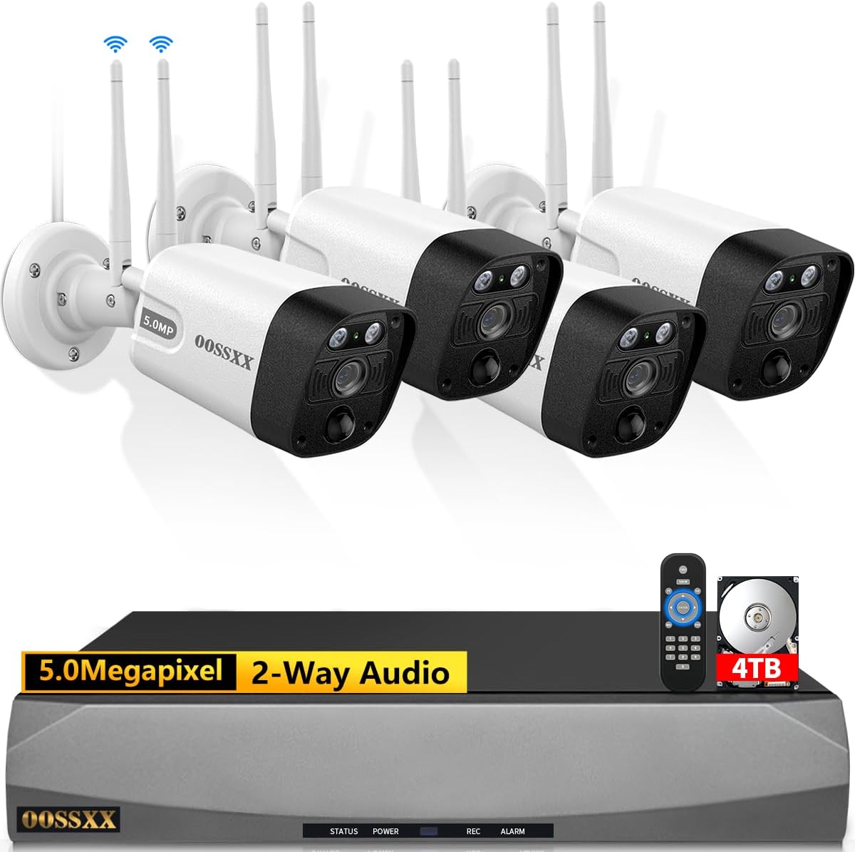 (2026 Update 120 Days Storage) Wireless WiFi Outdoor Security Camera System with Dual Antenna Cameras, 55% Stronger Signal, 130° Wide Angle, 2-Way Audio, No Monthly Fee, Home NVR Security System