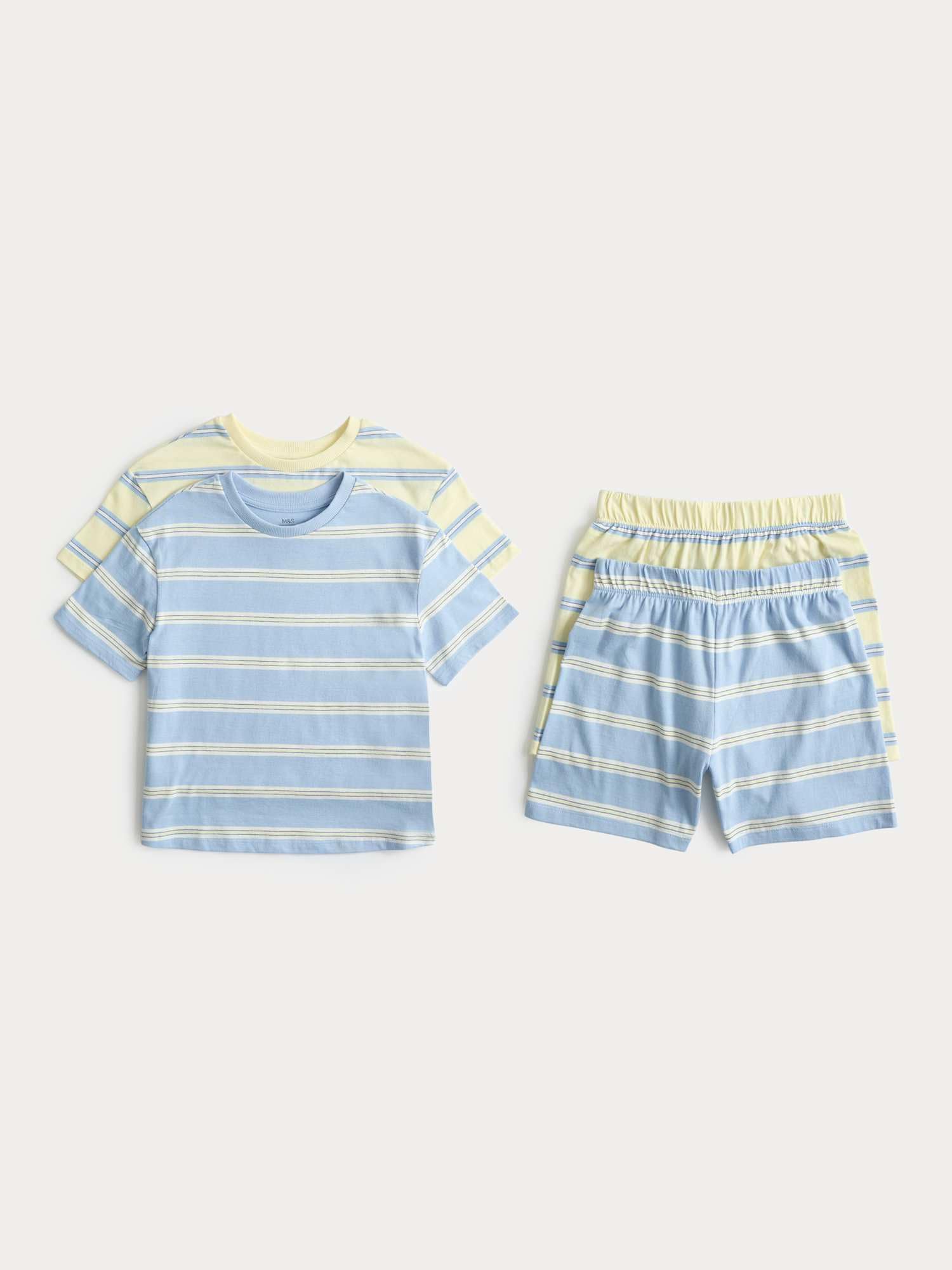 Marks & Spencer Bambini Puro Cotone a Righe Set Pigiama 2-Pack – per Bambini – vestibilità Regolare