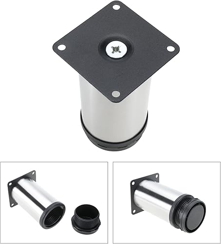 Miniatura 3 de 8 patas ajustables de metal para muebles, patas redondas de acero inoxidable de 4 pulgadas con 32 tornillos para armarios, sofá, mesa, estantes y