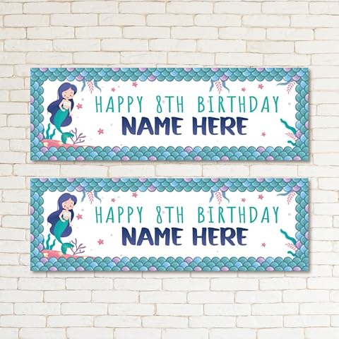 ELITEPRINT Personalised Mermaid Birthday Banner Cover