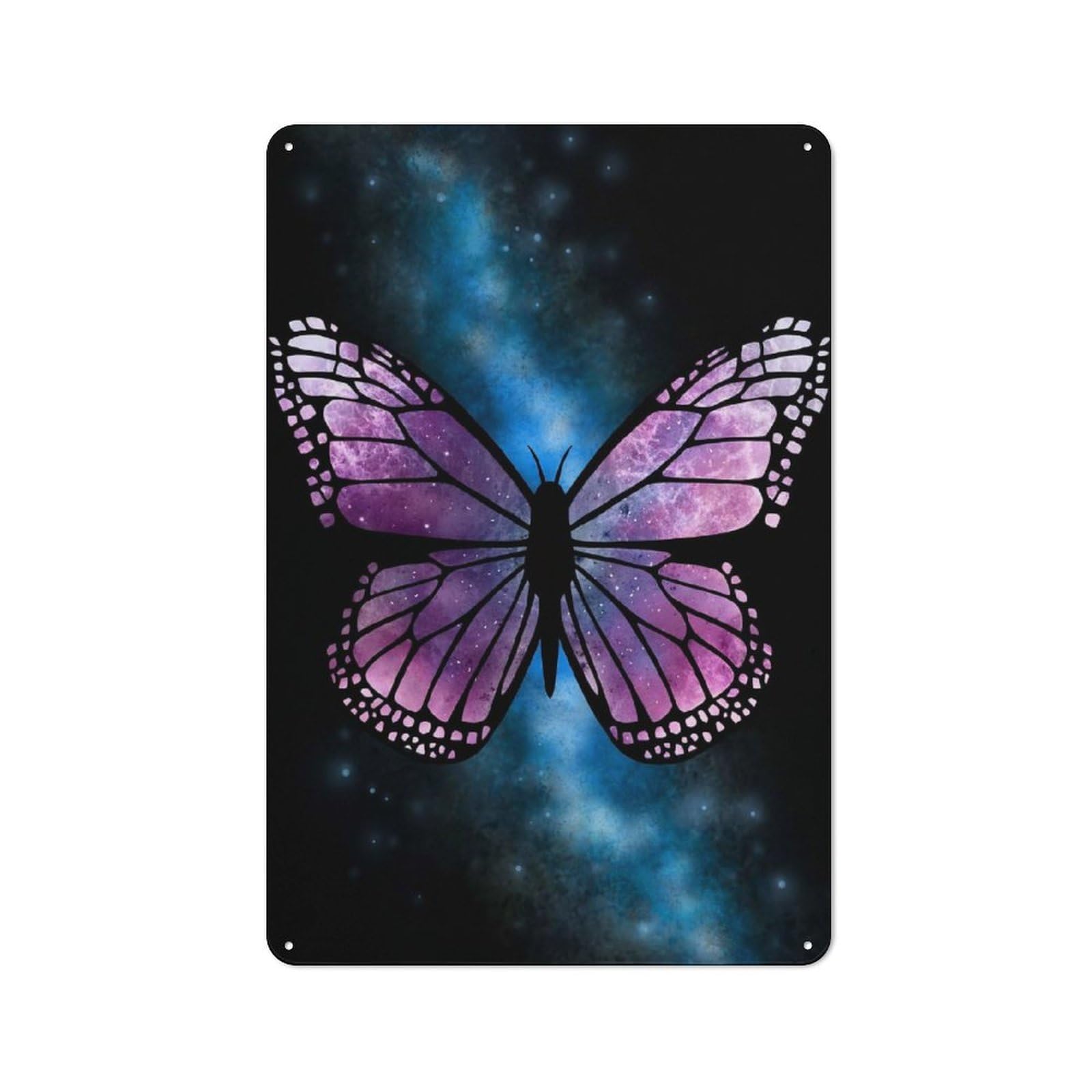 Cosmic Butterfly Modern Vintage Metal Wall Decor 30x20cm, Tin Sign for Hobby Room, Office, Lounge Or Living Room