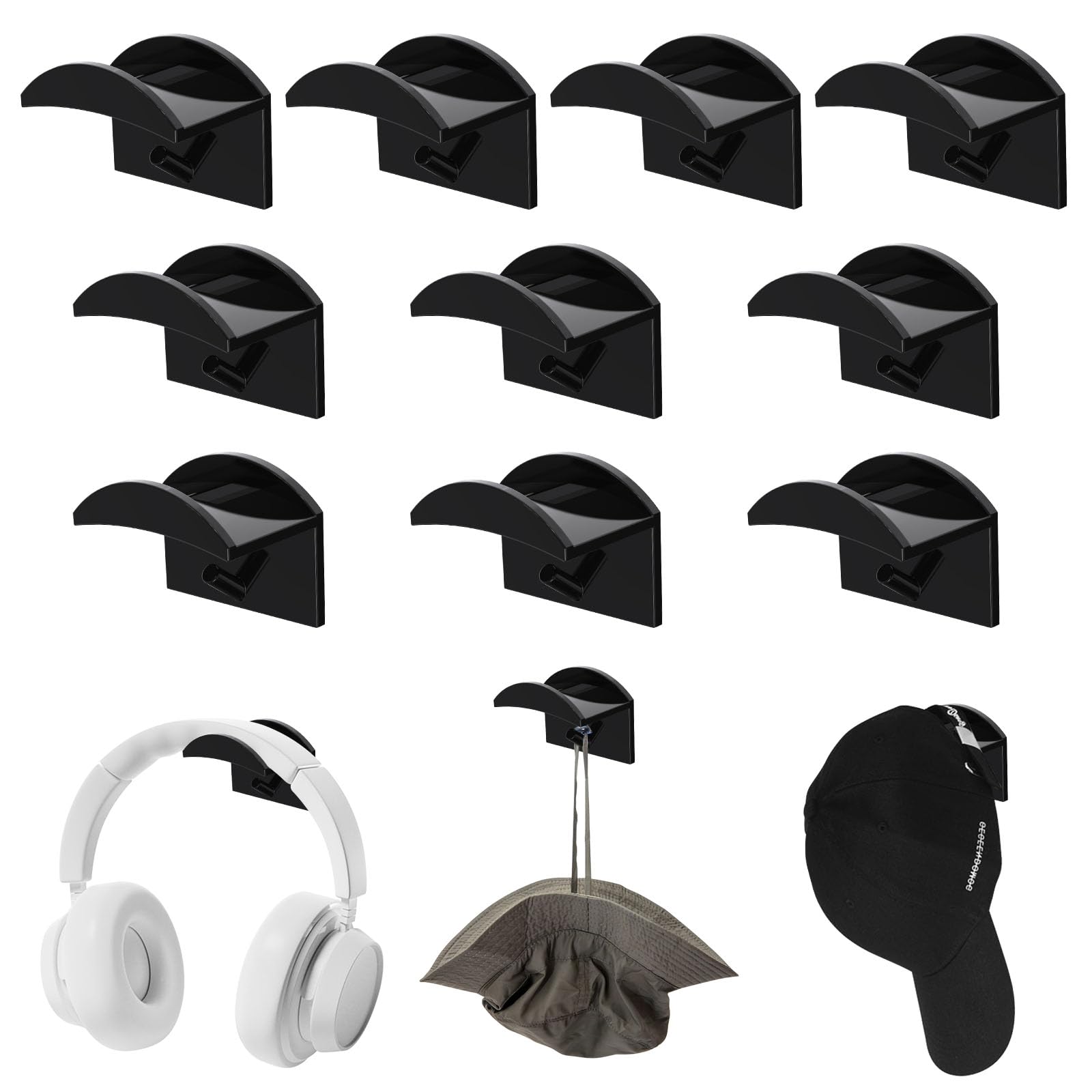 MeoZynxadril 10 Piezas Colgador para Sombreros, Ganchos Autoadhesivos para Sombrero, Organizadores de Gorras, Gorras sin Perforación, Estante Sombreros