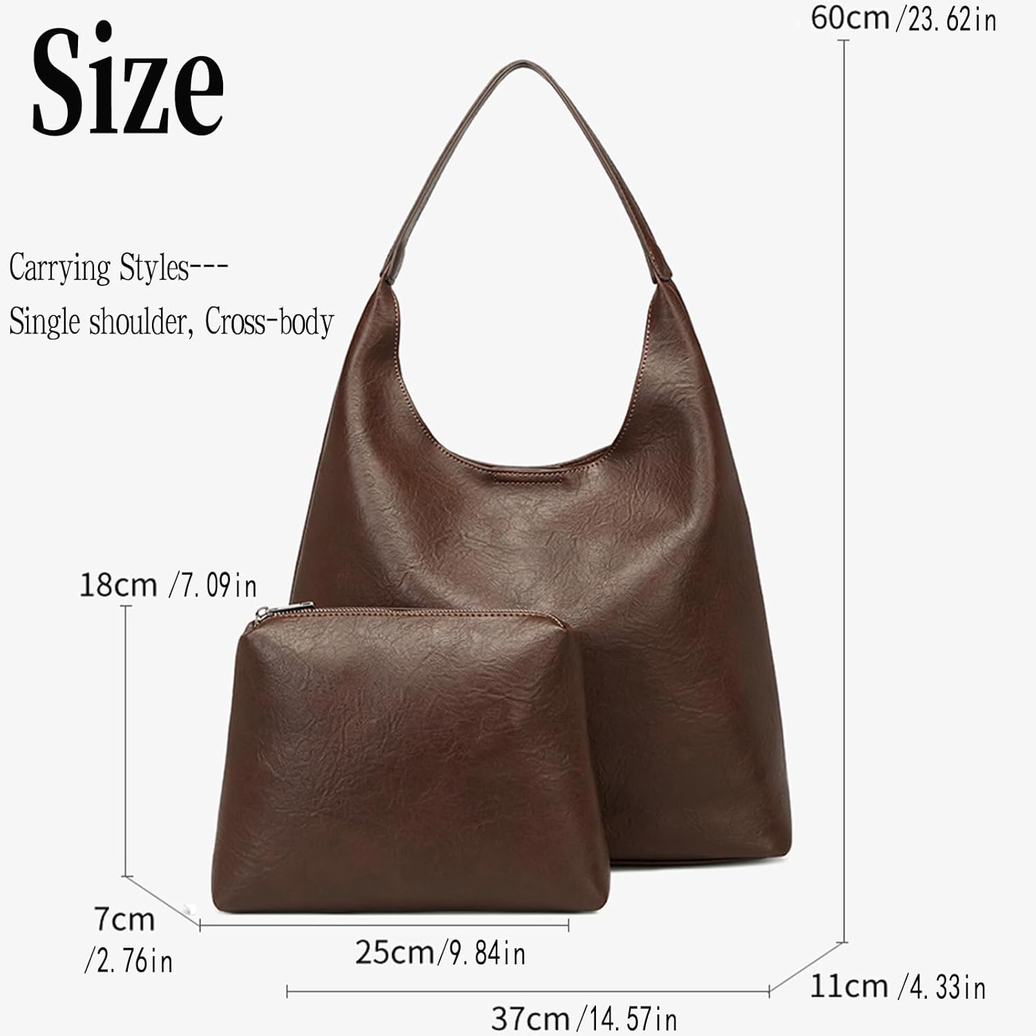 Leather Tote Bag Suede Purse for Women Shoulder Work Tote Bag, Women Slouchy Purses Designer Shoulder Handbag | Retro, Designer, Fashion, High quality