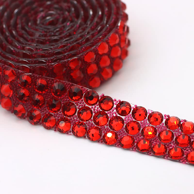 ACiyD Strass-Bordüre, rotes Kristallband zum Aufbügeln/Kleben auf DIY, dekoratives Kettenband für Strass-Bordüren, Kleidungsstück-Dekorationen-Mine Silber, 15 mm (rot 15 mm)