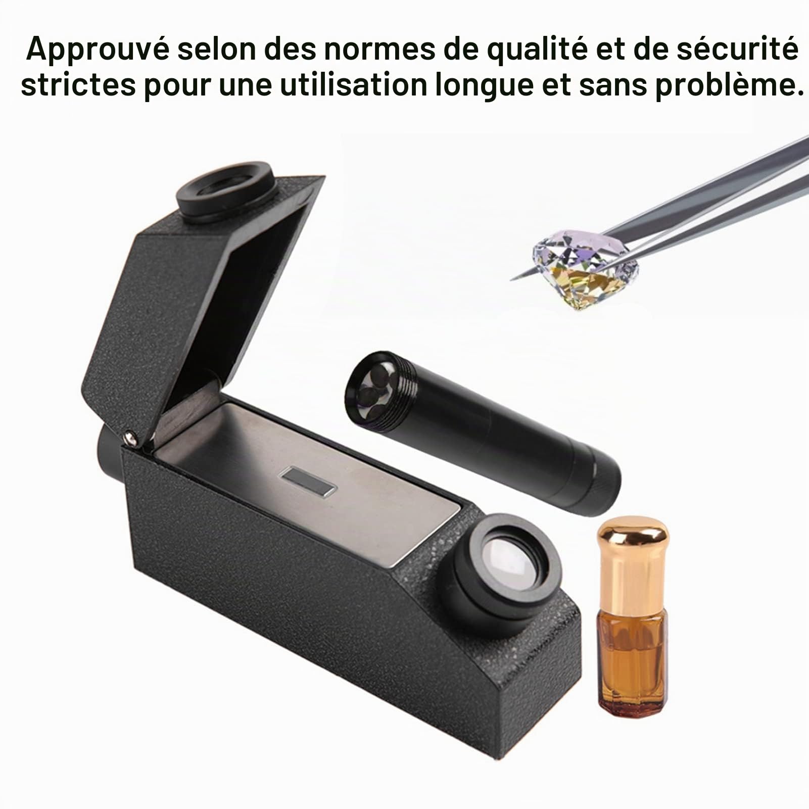 Réfractomètre de gemme, Bijoux RHG181 1,30-1,81 Réfractomètre de gemme d'identification de Pierre gemme Professionnel avec lampe de poche pour la gemme pour Le Diamant