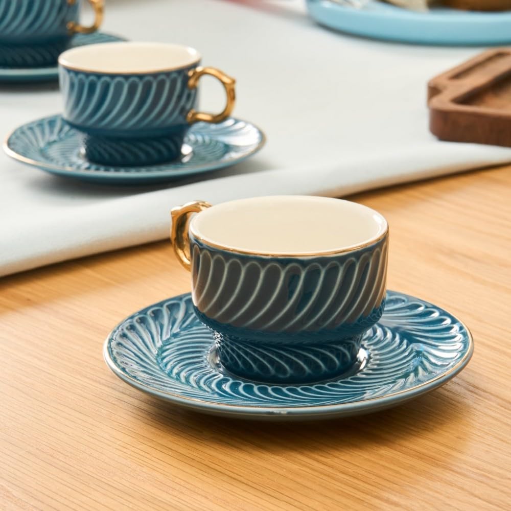 KARACA Olympian Lot de 6 tasses à café Bleu 90 ml