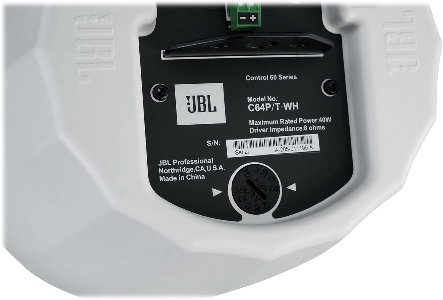 JBL Professional C64P/T-WH Compact Full-Range Hanging Pendant Loudspeaker, White, Sold as Pair