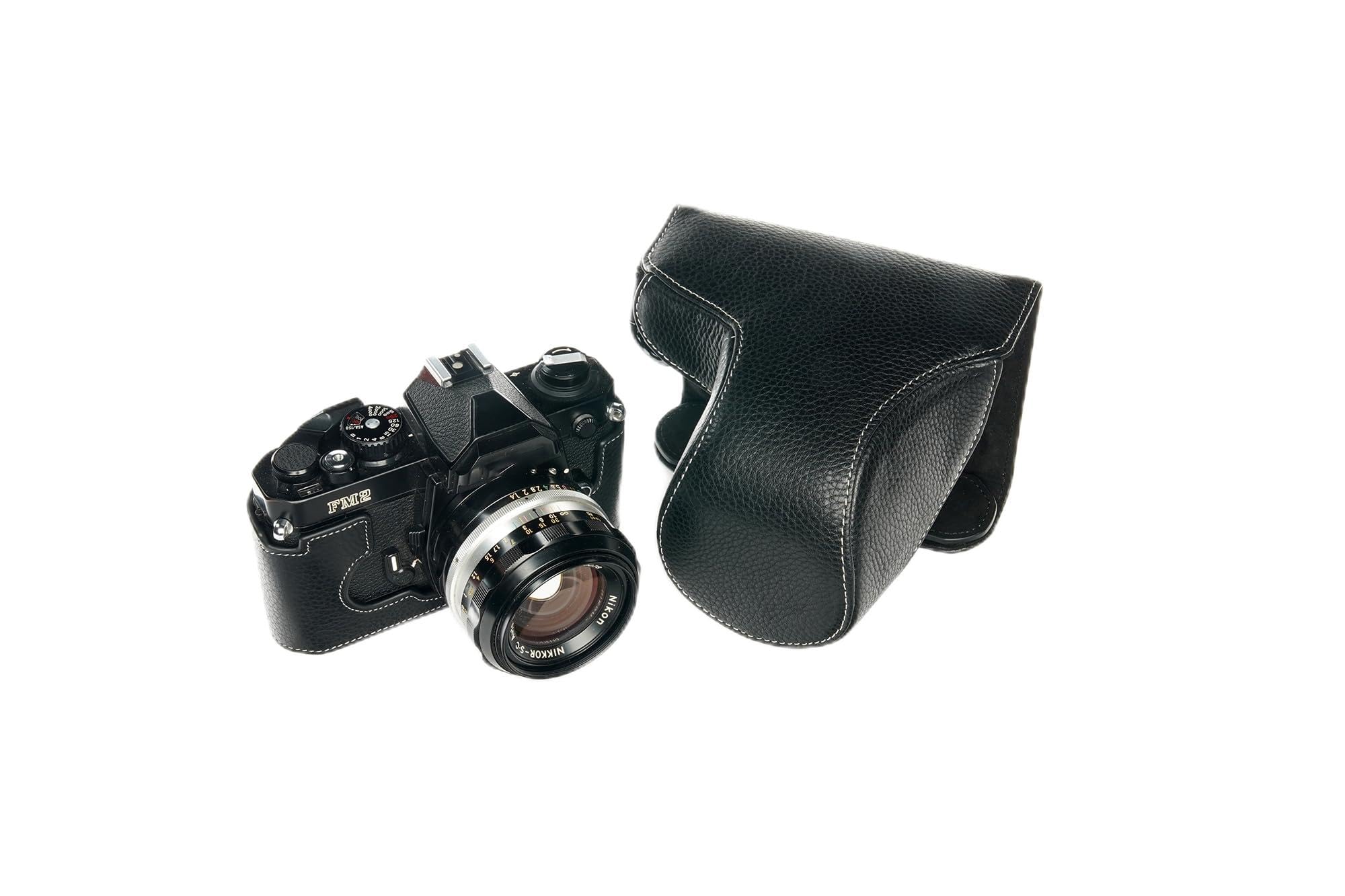 TP Original Funda de piel auténtica hecha a mano para cámara Nikon FM2, color negro