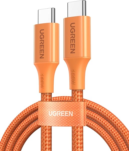 UGREEN Air USB C ケーブル 100W/5A PD3.0 超急速充電 タイプC iPhone 充電ケーブル iPad MacBook Android 各機器 E-Markerチップ搭載 データ転送同期 USB Type-C 高速充電 高耐久性 断線防止 iPhone17/16/15シリーズ/Galaxy S26 S25 Ultra/Xperia等Cタイプ各種対応 (1m, オレンジ) - 1