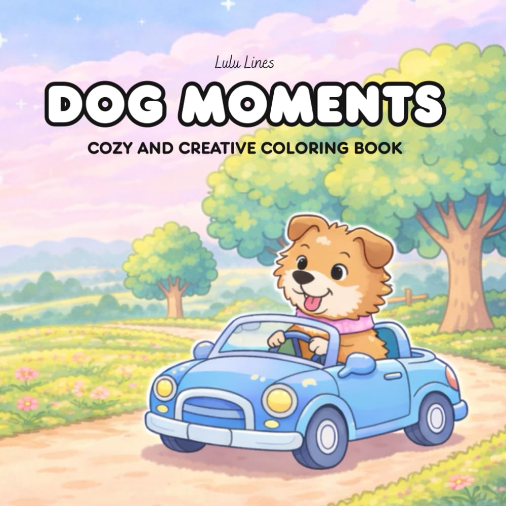 Dog Moments: Cozy and Creative Coloring Book for Adults and Teens Featuring Cozy and Relatable Moments of Cute Dog