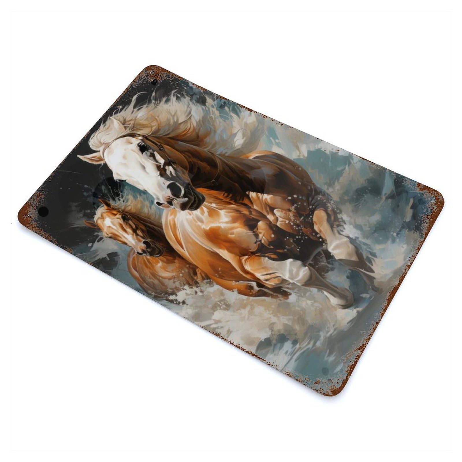 Retro Metal Sign with The Horses Loves to Run Design 11.8"x7.9", for Office, Studio And Wall Decor, Retro Wall Decor