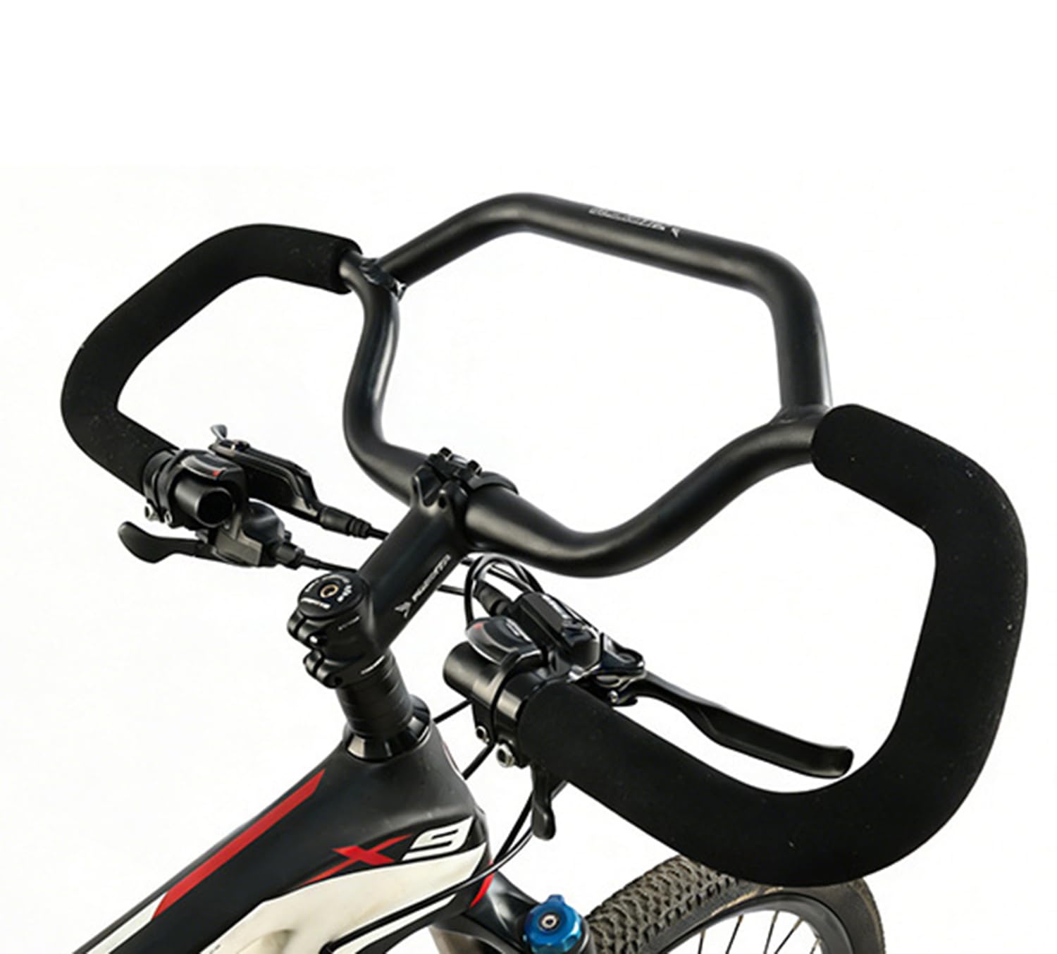 Manubrio per Bici ergonomico in Lega di Alluminio con impugnature in Schiuma da 35 cm – Barra Comfort Larga 58 cm Sostituzione Leggera per Bici elettriche MTB Cruiser e Bici da Città