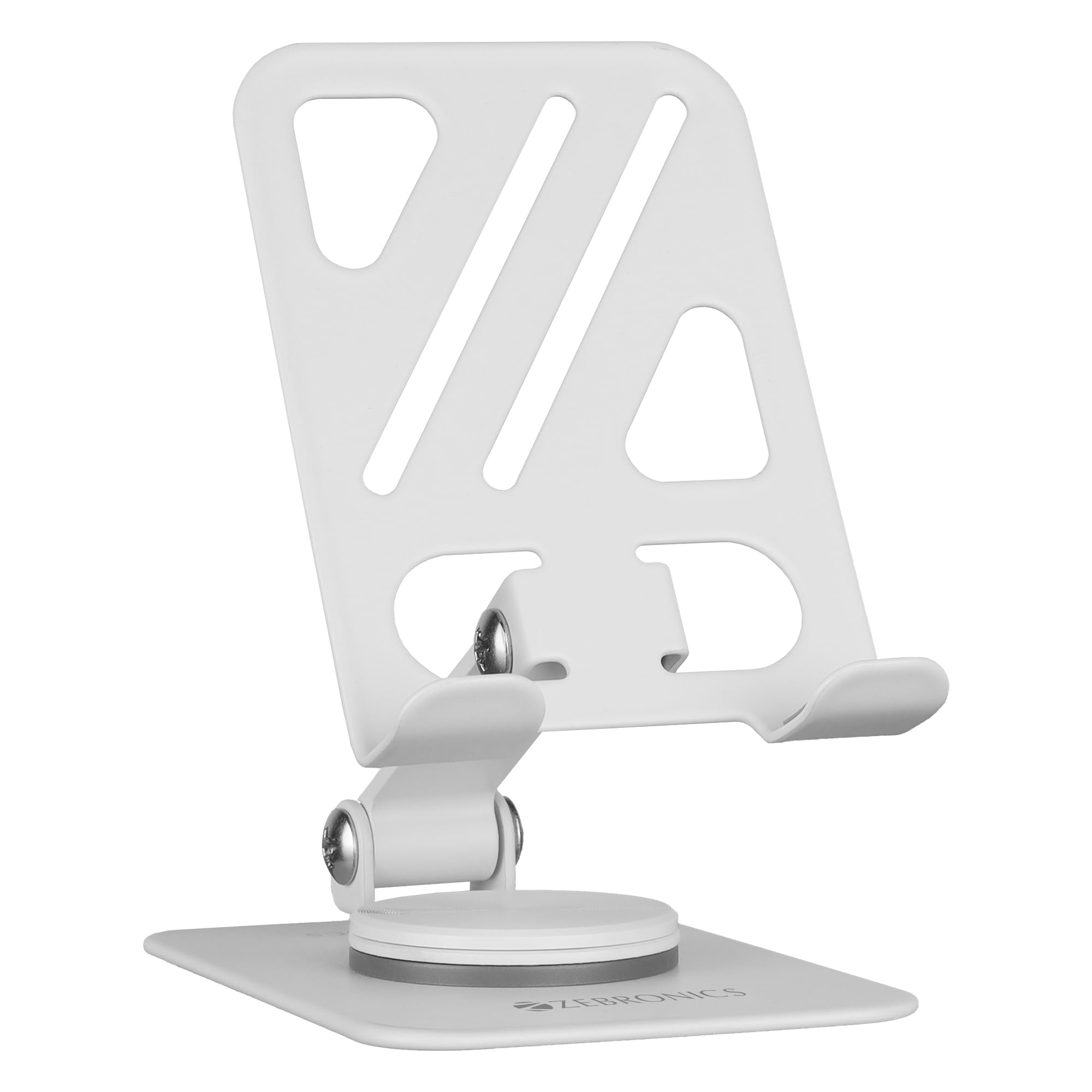 ZEBRONICS MTS250, Foldable Mobile Holder, Upto 9.6 inches, 360° Rotatable, 180° Stepless Adjustment, Anti-Skid Base & Resting pad, Lightweight & Handy, Compatible with Mobile & Tablet (White)-image-14
