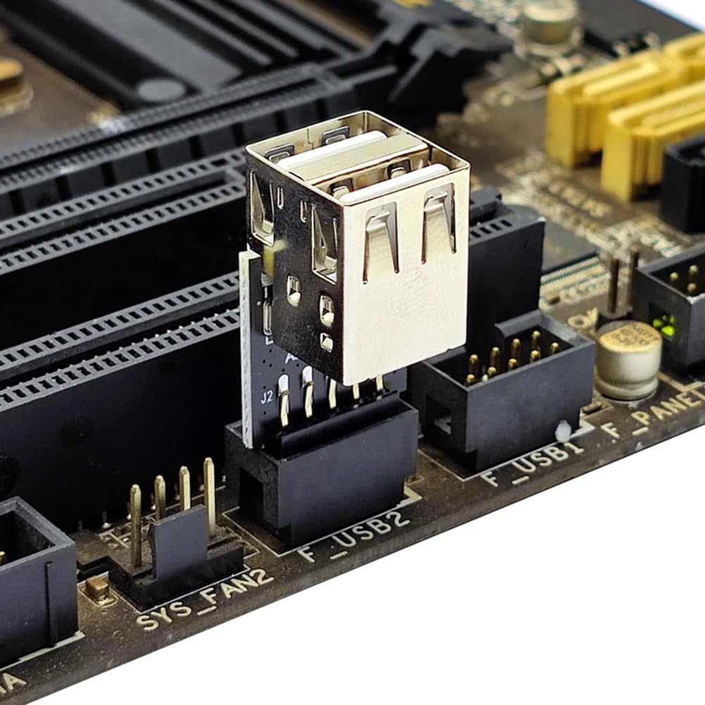 Lizusidtsy 9Pin to 1 Port USB Adapter Connector PC Internal Motherboard 9Pin to USB2.0 Type A Female Converter for Desktop Computer Easy Install Easy to Use, Black