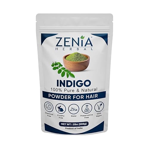 Miniatura 8 de Zenia Polvo de añil Indigofera Tinctoria para el cabello y la barba color para tintura 35 oz