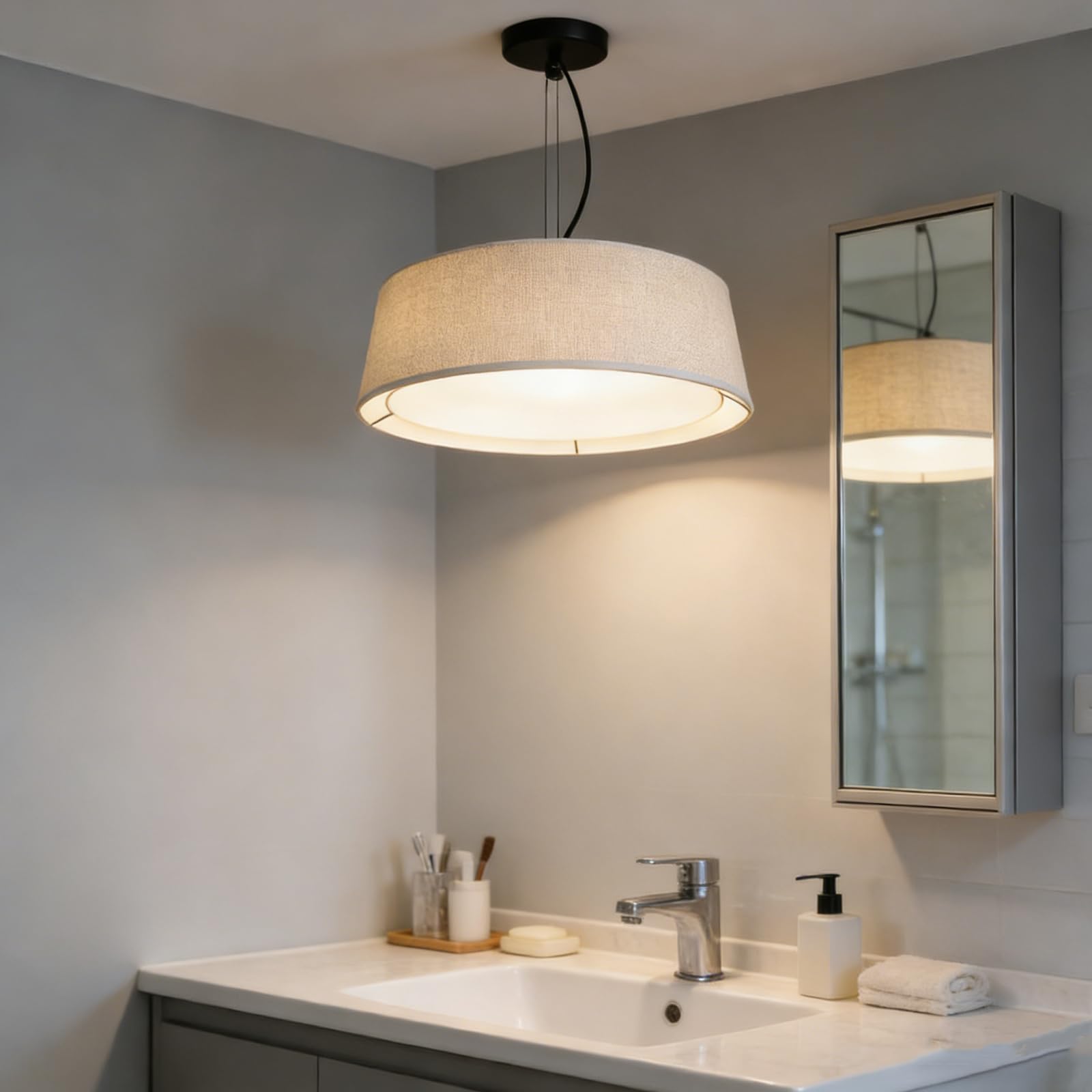 Anneome Okrągły Abażur Do Lampy Wiszącej Miękki Dyfuzor Światła Osłona Przeciwodblaskowa z Tkaniny Osłona Przeciwkurzowa Do Lamp Stołowych Podłogowych i Sufitowych Łatwy Montaż
