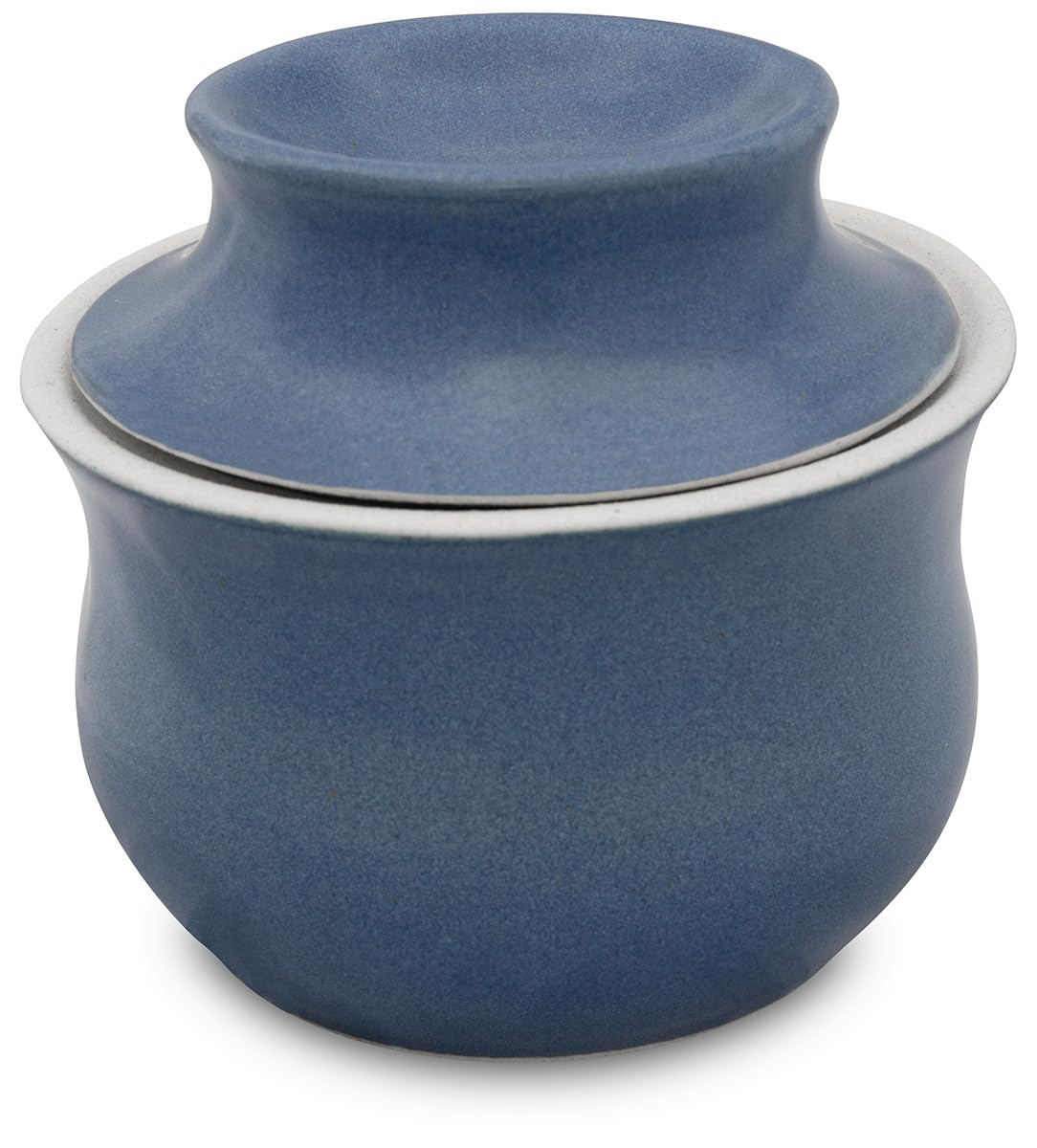 Beurrier en céramique avec refroidissement à eau pour 1 morceau de beurre (250 g) – Stockage sans refroidissement toujours beurre tartinable (bleu, 250 g)