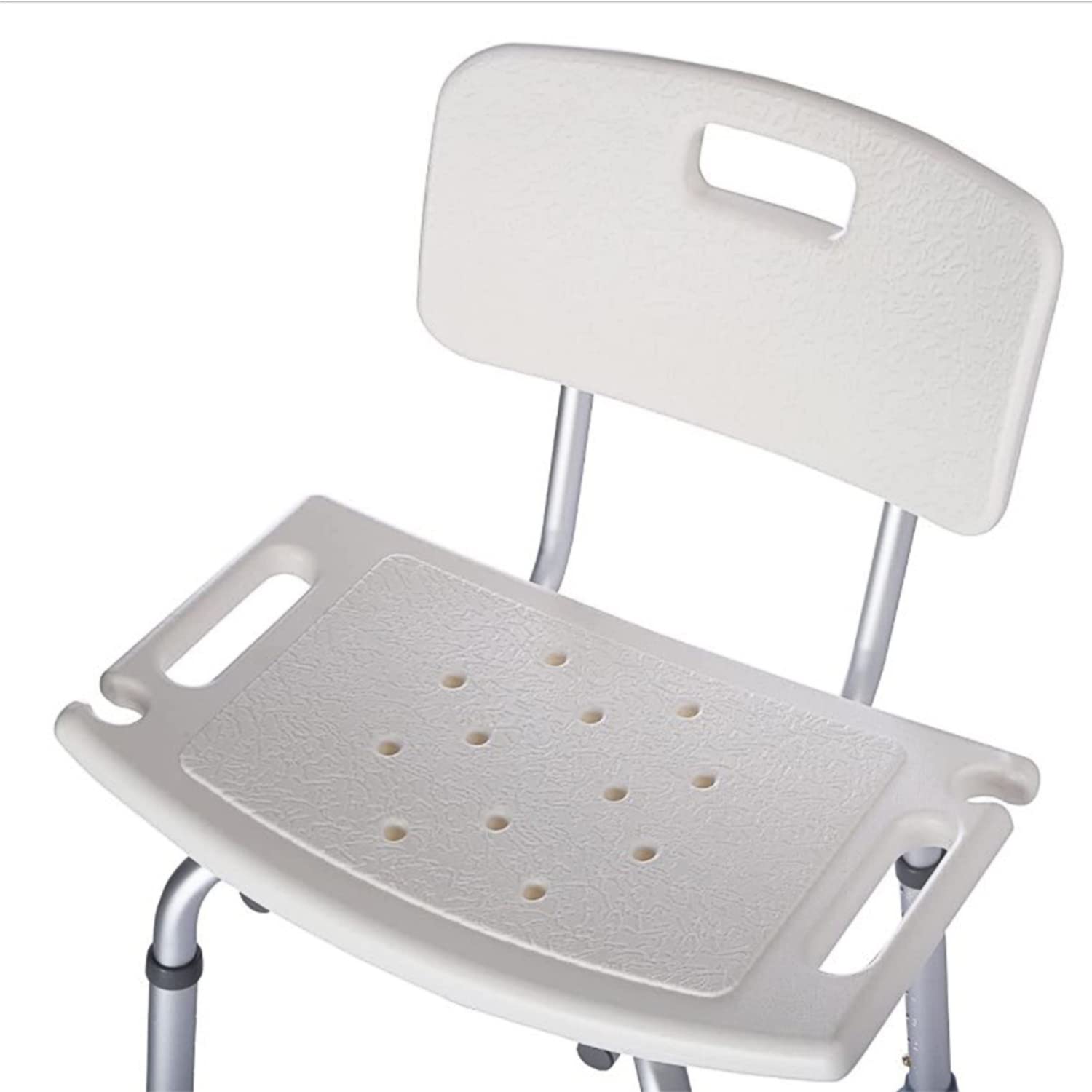 SHISHI Silla de Baño Antideslizantes, Taburete de Baño Mayores, Taburete de Ducha Altura Regulable, Aluminio y Plástico, Silla Ducha con Respaldo, Blanco C, 38×36×(70-83) cm
