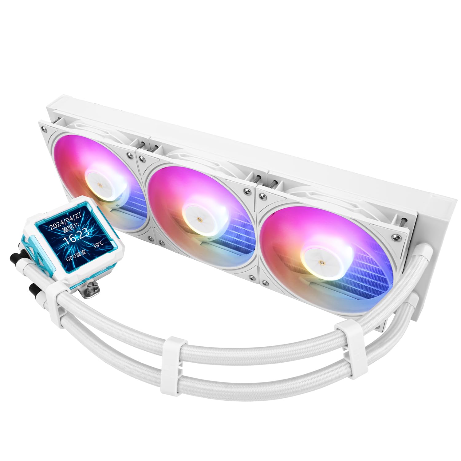 TR-Thermalright FW PRO 360 ARGB Bianco Liquido CPU Kühler, Schermo LCD IPS da 2,73 Pollici con Risoluzione 320x320 - Magnetico, Tema Schermo DIY, per AM4/AM5, LGA1851 /1700 / 115x