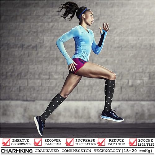 Miniatura 64 de CHARMKING Compression Socks for Women & Men Circulation (8 Pairs) 15-20 mmHg is Best Support for Athletic Running,Cycling