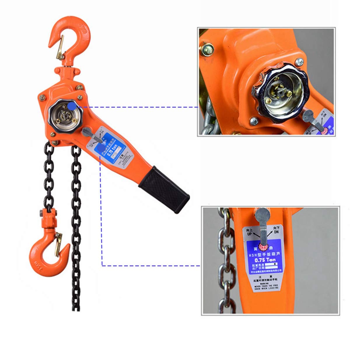 Nisorpa Chain Block Lever Hoist Came Along 0.75T/750KG Capacity Manual