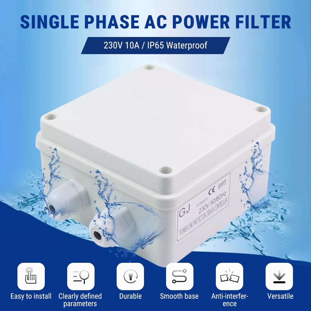 Filtre Antiparasite EMI, Filtres Secteur Monophasé 230V 10A, Filtre d'Alimentation Prise de Courant, pour Équipement Mécanique, Éclairage, Équipement de Communication