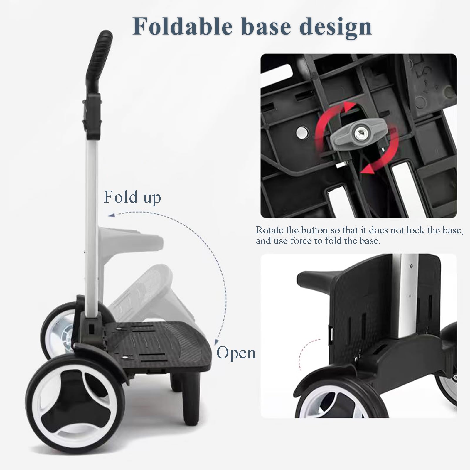 Carrello per zaino, carrello con ruote grandi silenziose, in lega di alluminio, pieghevole, con cinghia per bagagli, per zaini, carrelli e zaini