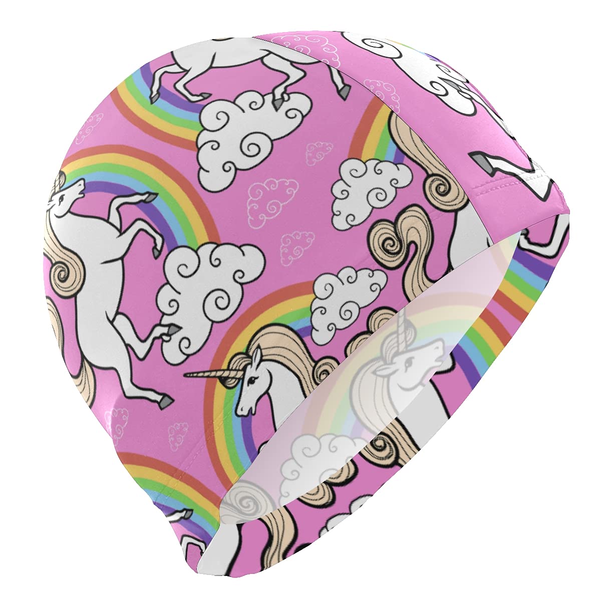 Hupery Unicorn Rainbow Swim Cap Easy Put On/Off Swimming Caps Long Hair Short Hair Swim Caps for Adult Youth Women Men