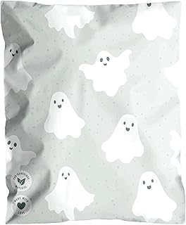 Halloween Mailer Bags 10x13" 100pack - Self-Seal, Water Proof, Tamperproof, Double Adhesive Shipping Bags - Mailing Envelopes for Halloween - Ghost Ivory