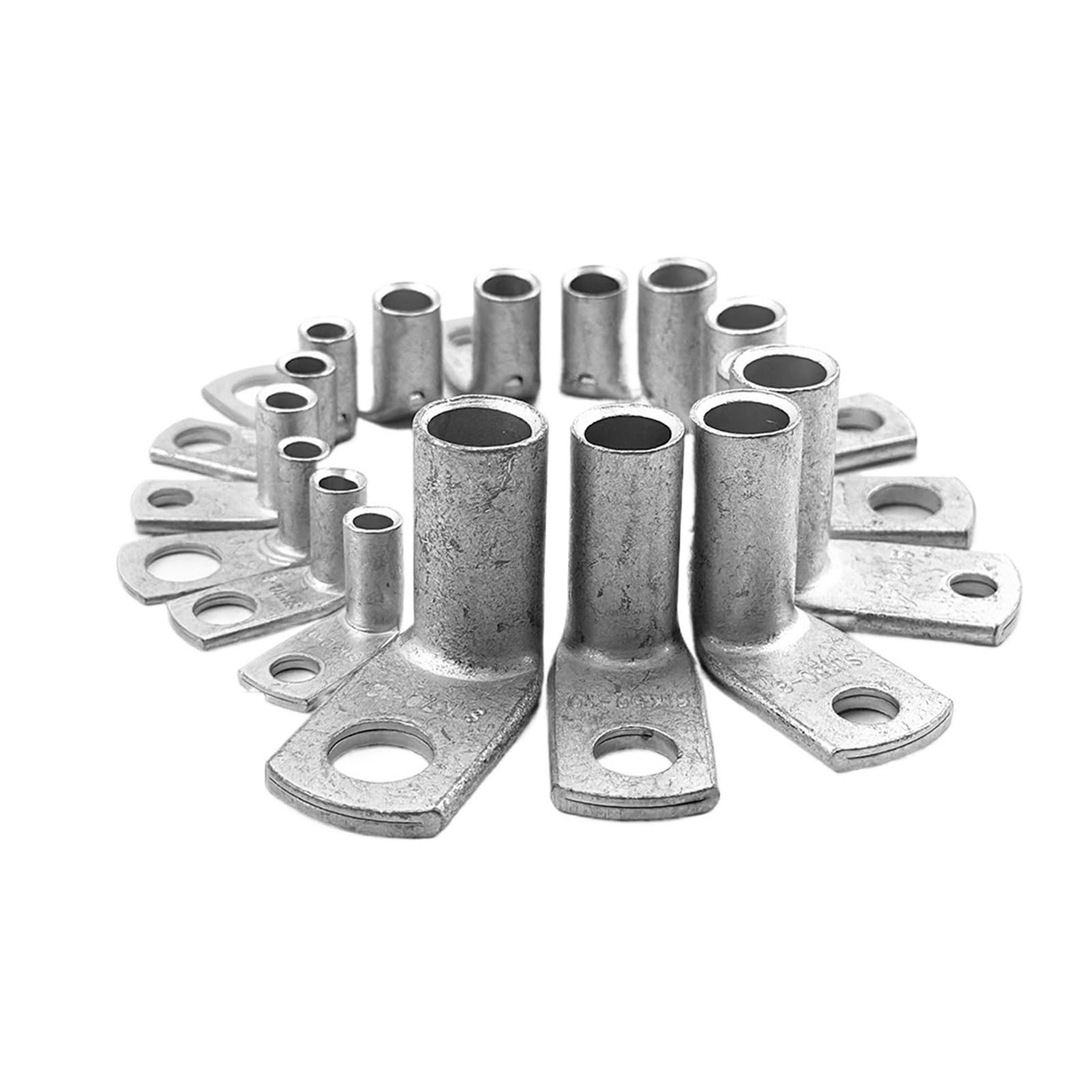 Verdickungsdrahtklemme L-Typ rechtwinklig 90 Grad gebogene Nase M6 M8 M10 M12 verzinnter Kupfer-Crimp-Anschlussstecker Kabelschuhe(SIK70-6,100pcs)