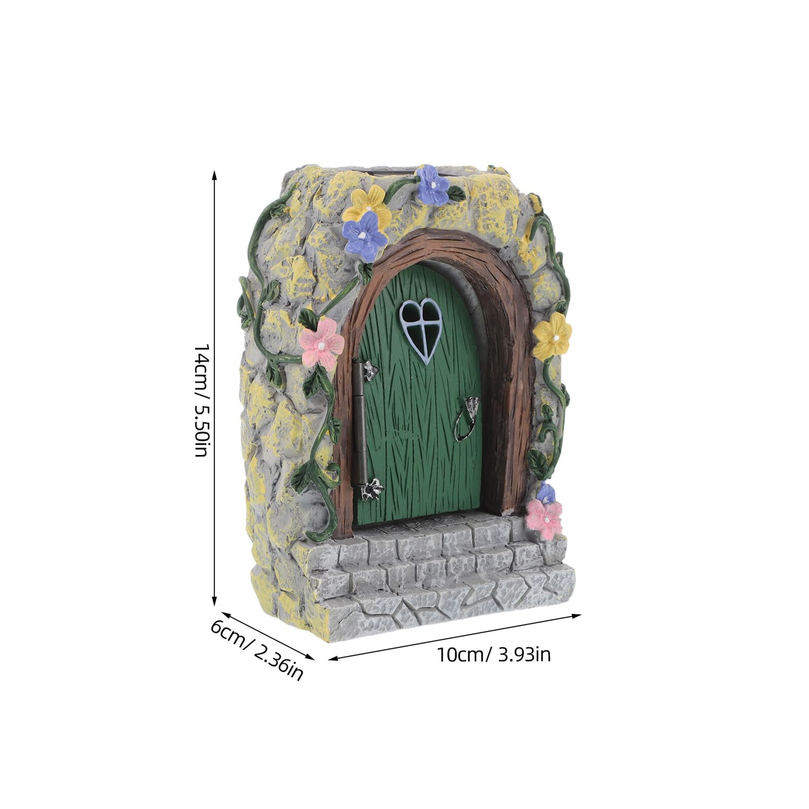 DOITOOL Puerta de Hadas para Jardín Resina con Luz Adorno Miniatura para Árbol Decoración Exterior Resistente la Intemperie para Patios y Bonsáis