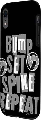 Miniatura 2 de iPhone XR Parents Girls Volleyball Bump Set Spike Repeat Gray & Black Case