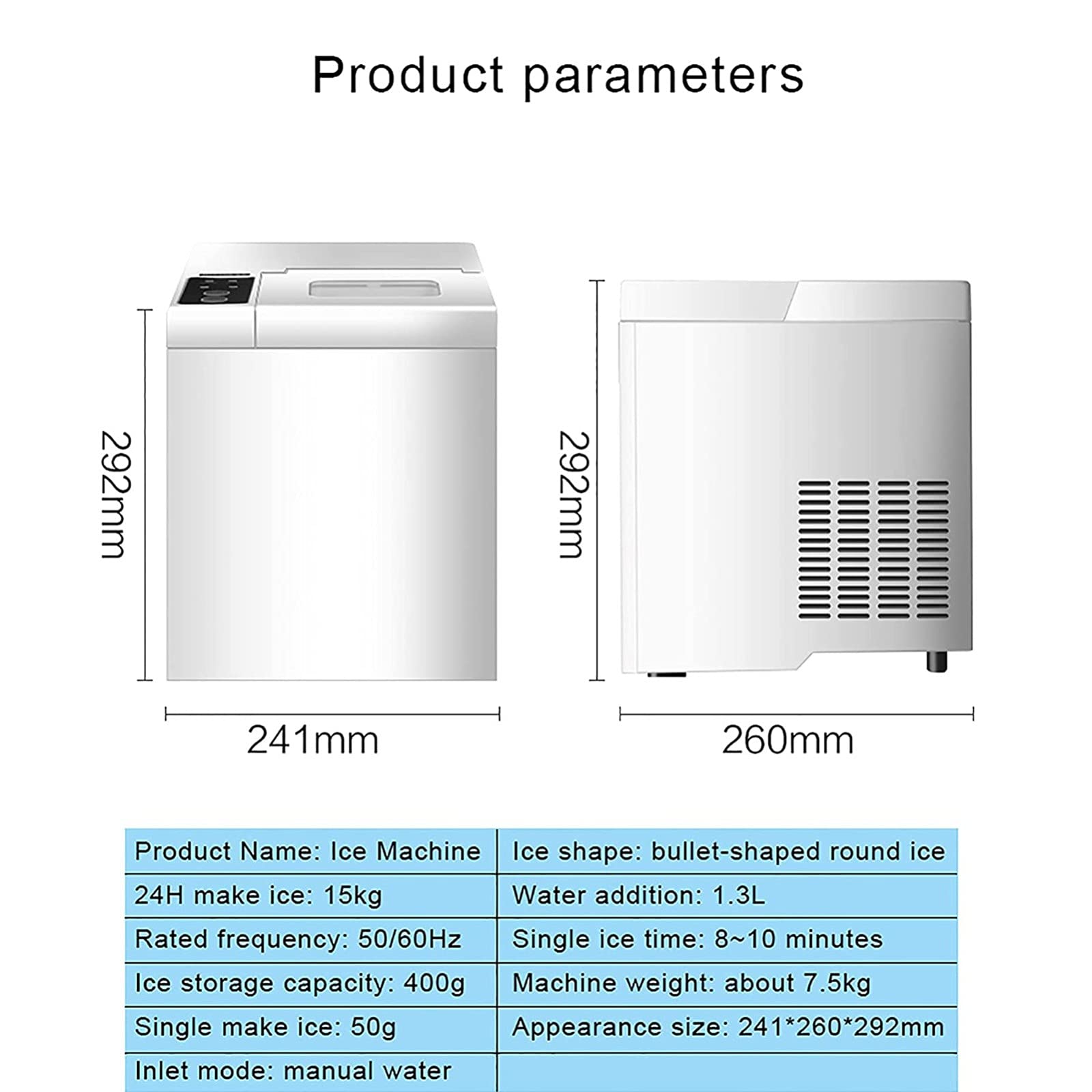Ice Maker Countertop,15kg/24 Hours 7 Ice Cubes Ready In 8 Minutes With Easy To Control Lcd Display Home Party Portable Ice Maker Machine on Fridge.com - View 5