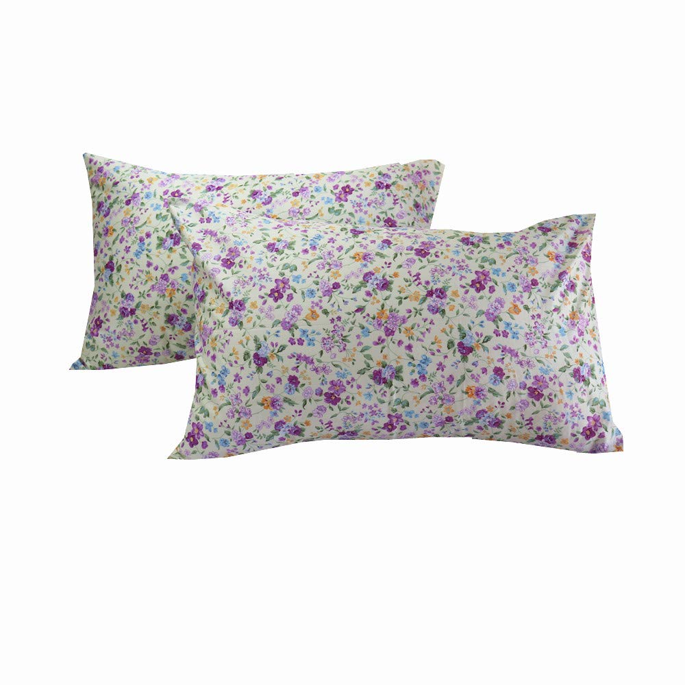 YIH Floral Printed Pillowcases Set of 2, 100% Long-Staple Cotton 600 Thread Count Pillow Sham, 20"x 30"