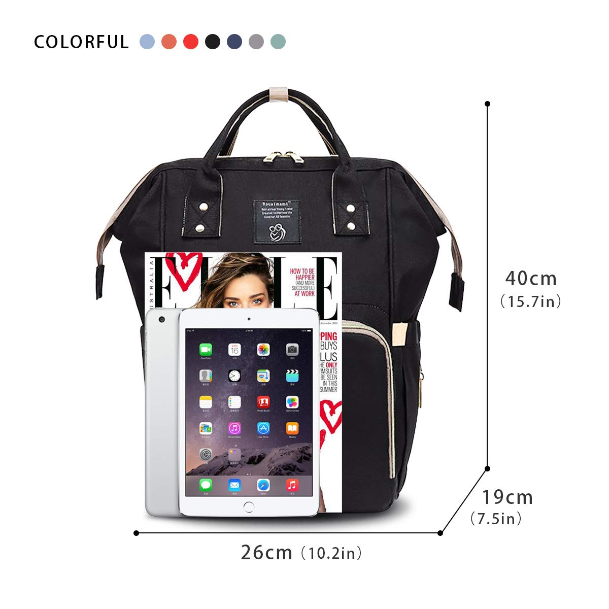 SONARIN Zaino Fasciatoio Bambino per Pannolini,Organizer Multifunzione per Zaino da Viaggio Con Sacchetto di Isolamento Termico, Impermeabile, Grande Capacità, Eegante,Ideale Regalo(Nero)