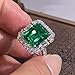 5ct Emerald Square Ring for Women 925 Sterling Silver Green Ring for Women Promise Ring for Her Cubic Zirconia Cocktail Rings CZ Diamond Engagement Ring Anniversary Valentine's Day Size 6-10（7）