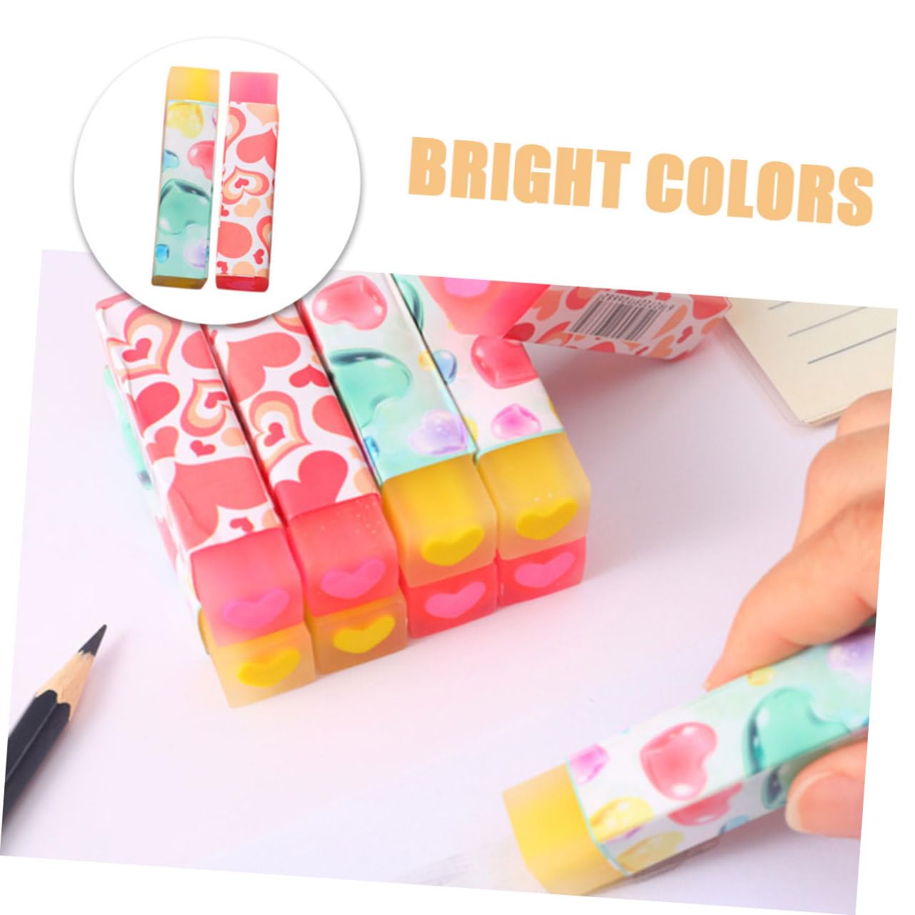 Gomme da Cancellare a Cuore Kawaii 32 Pezzi in Pvc | Festa Scuola Decor, Cartoon Erasers, Learning Stationery, Facile da Usare, per Bambini e Kids